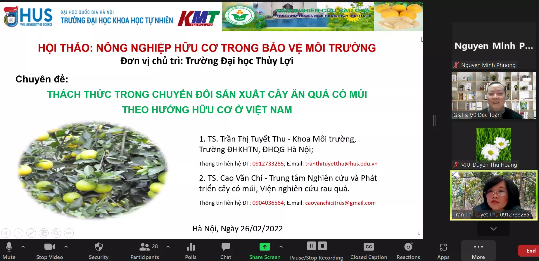 Hội thảo tháng 02/2022 của Nhóm Nghiên cứu mạnh Trường Đại học Thủy lợi
