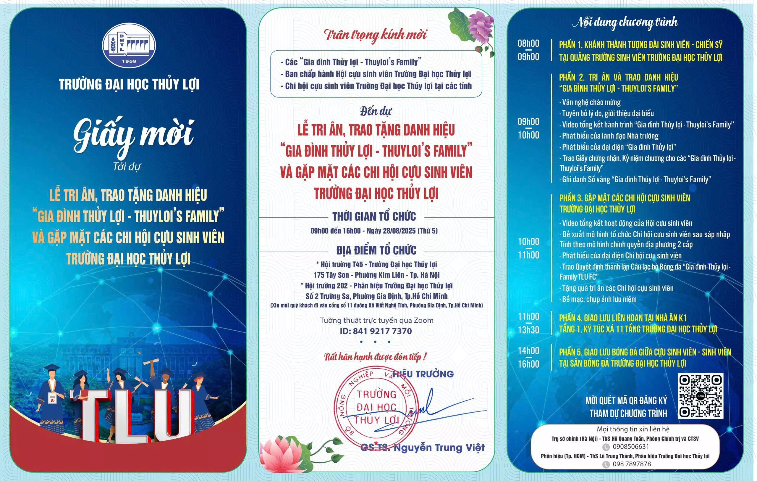 Lễ khánh thành Tượng đài Sinh viên – Chiến sĩ và Tri ân “Gia đình Thủy lợi – Thuyloi’s Family” và Gặp mặt các Chi hội Cựu sinh viên Trường Đại học Thủy lợi