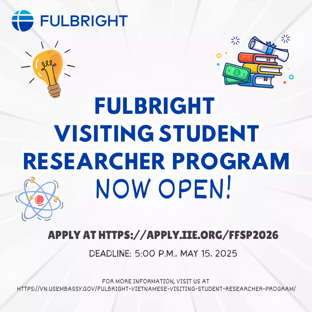 Thông báo về Chương trình Học bổng Nghiên cứu sinh Fulbright năm học 2026-2027