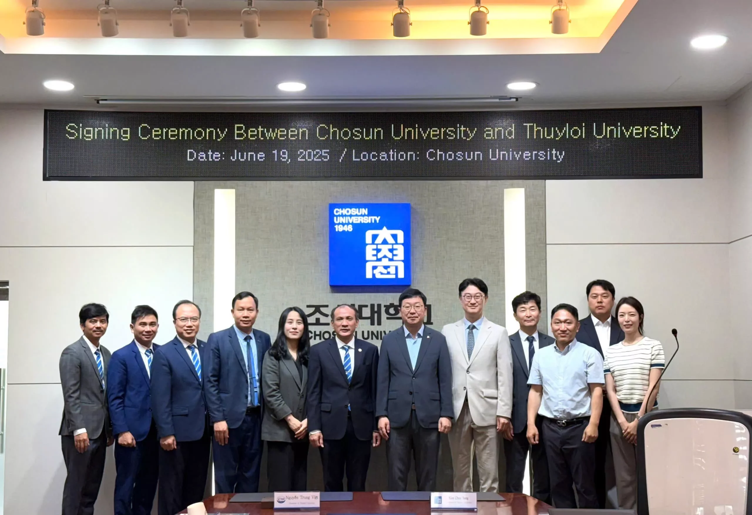 Thuyloi University signed a Memorandum of Understanding (MOU) with Chosun University (South Korea) to strengthen academic cooperation